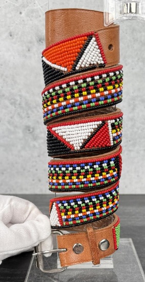 Western Beaded Leather Belt