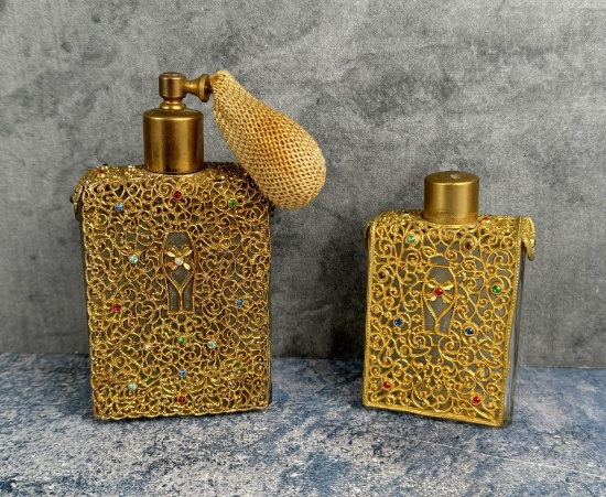 Blumspray Gold Filigree Perfume & Atomizer Bottles