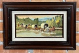 Sheryl Bodily Wagon Train Oil on Board Painting