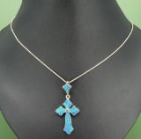 Sterling Silver Opal Cross Pendant