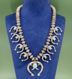 Old Pawn Navajo Coin Squash Blossom Necklace