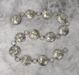 Navajo Sterling Silver Turquoise Concho Belt
