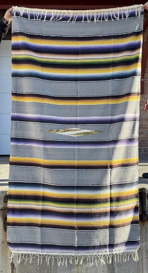 Antique Mexican Wool Serape Saltillo Blanket