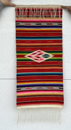 Antique Mexican Wool Serape Saltillo Blanket