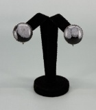 Navajo Sterling Snowflake Obsidian Earrings