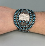 Zuni Petit Point Sterling Turquoise Bracelet