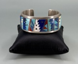 Zuni Inlaid Sterling Silver Bracelet