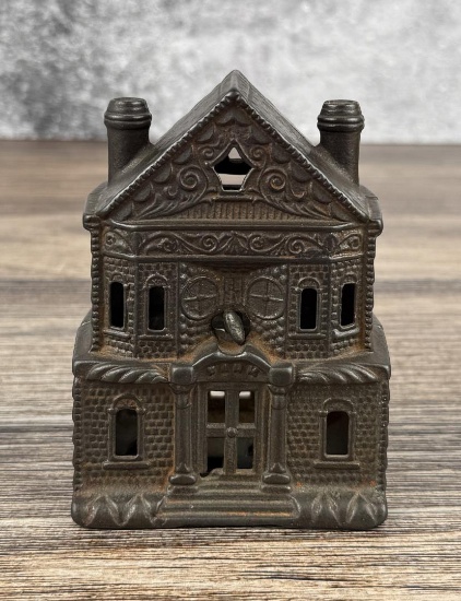 J&E Stevens Victorian House Cast Iron Bank
