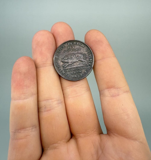 1834 Hard Times Token Running Boar
