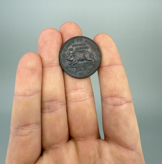 1835 Hard Times Token Running Boar