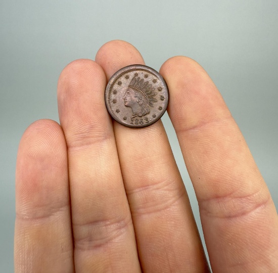 1863 Civil War Indian Head Not One Cent Token