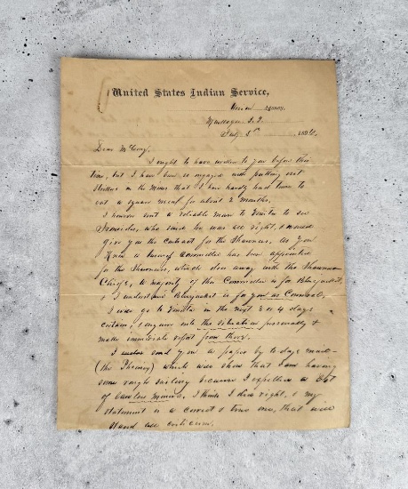 Indian Territory Agent Dew Moore Wisdom Letter