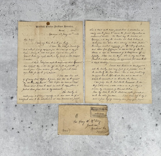 Indian Territory Agent Dew Moore Wisdom Letter