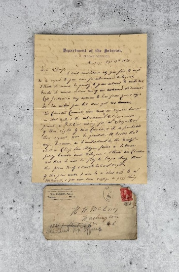 Indian Territory Agent Dew Moore Wisdom Letter