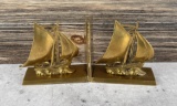Mid Century Brass Sailboat Bookends