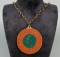 Large Brass Capricorn Zodiac Disk Necklace