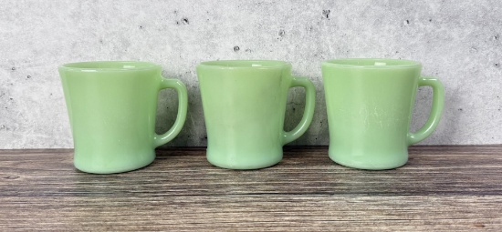Anchor Hocking Fire King Jadeite D Handle Mugs