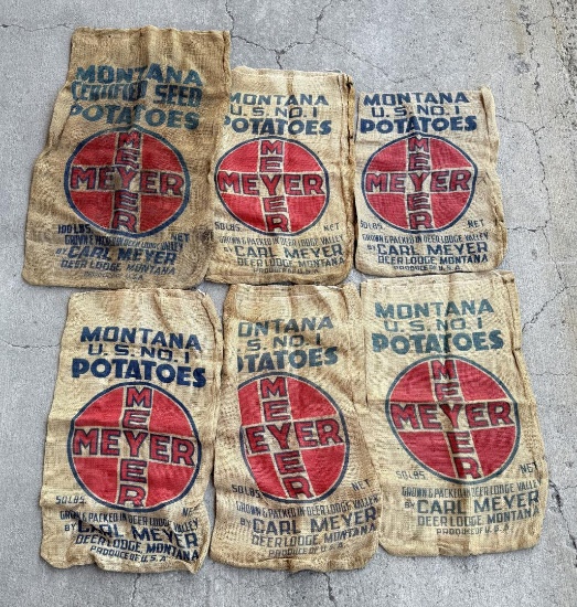 Group Of Meyer Deer Lodge Montana Potato Sacks