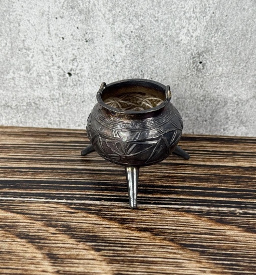 Japanese Meiji Sterling Silver Salt Cellar