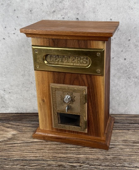 Wood Post Office Door Bank