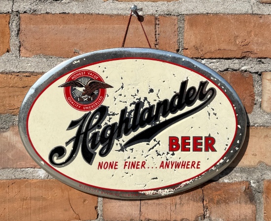 Highlander Beer Missoula Montana Celluloid Sign