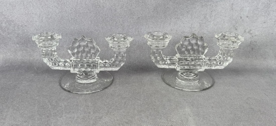 Fostoria American Pattern 2056 Double Candlesticks