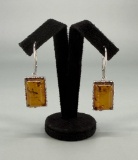 Sterling Silver Amber Earrings