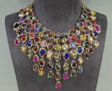 Muli Color Rhinestone Costume Jewelry Necklace