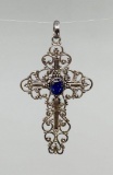 Sterling Silver Lapis Lazuli Cross Pendant