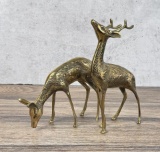Mid Century Brass Deer Figures