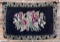 Antique Primitive Flowers Hooked Rug