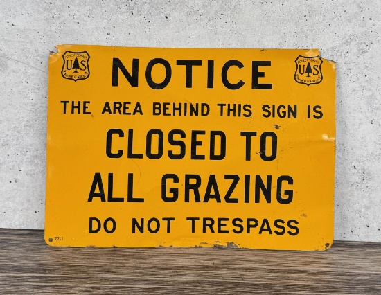USFS US Forest Service Closed Grazing Sign