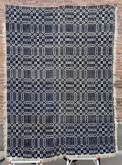 Antique Overshot 2 Piece Jacquard Coverlet