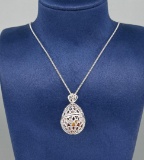 Sterling Silver Citrine Egg Cage Necklace
