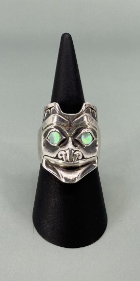 Jerry Hill Northwest Coast Sterling Bear Ring