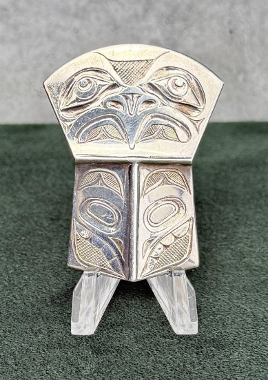 Signed Haida Sterling Silver Shield Pendant