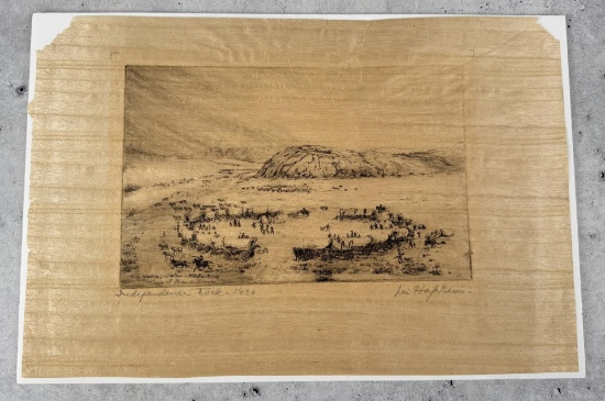 Lin Hopkins Independence Rock Etching