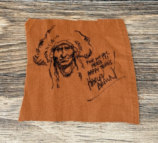 Harley Brown Pen and Ink Indian Drawing