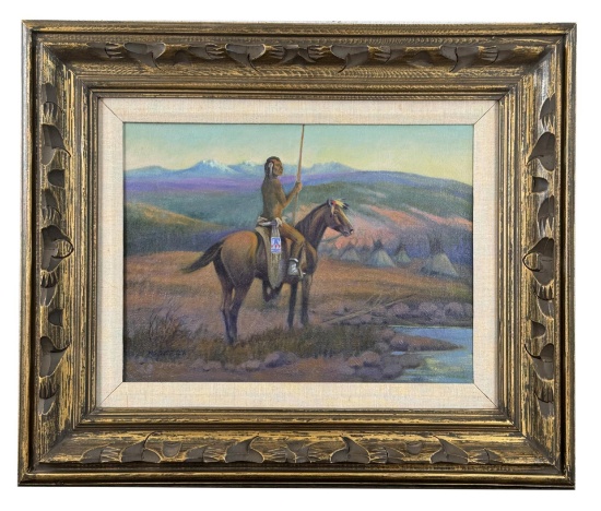 William Steve Seltzer Montana Indian Oil Painting