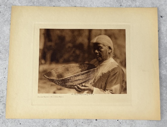 Edward Curtis Photogravure Sifting Basket Miwok