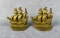 Antique Cast Iron Galleon Pirate Ship Bookends