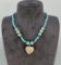 Heart Shaped Turquoise Color Beaded Necklace