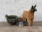Mexican Goat Chia Pet and Glazed Stoneware