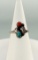 Navajo Sterling Silver Turquoise Coral Ring