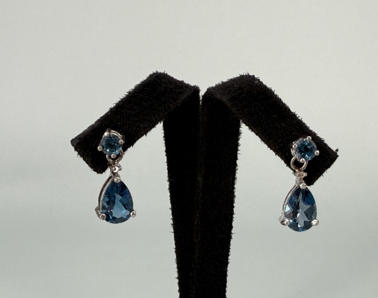 Sterling Silver London Blue Topaz Earrings