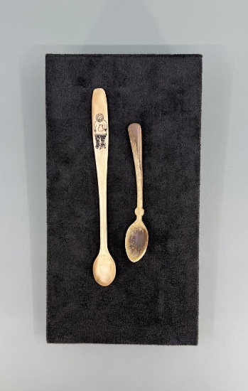 Alaskan Inuit Eskimo Carved Scrimshaw Spoons
