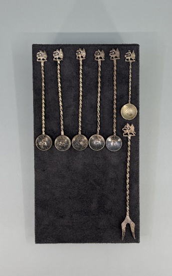 Sterling Silver Coin Cocktail Tea Spoons