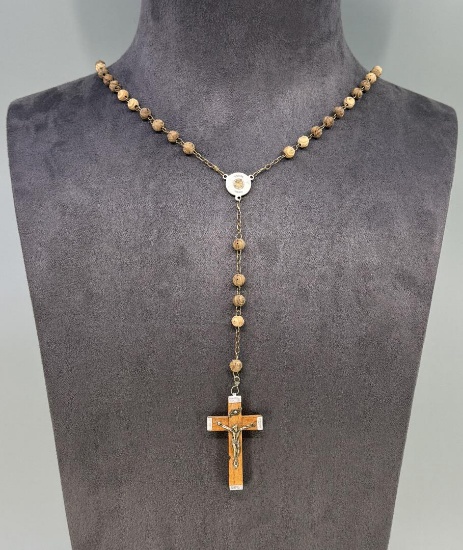 Vintage Terra Santa Wood Rosary