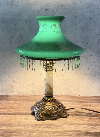 Brass and Onyx Desk Lamp