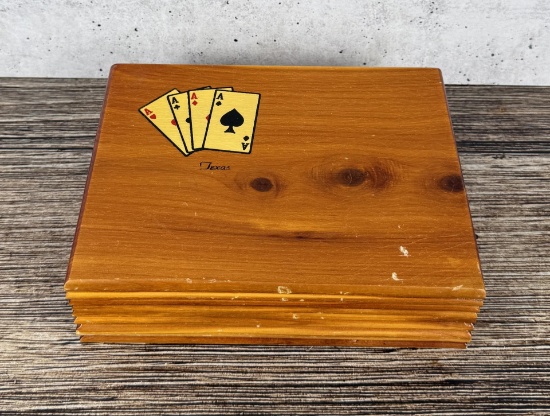 Texas Four Aces Cedar Trinket Jewelry Box